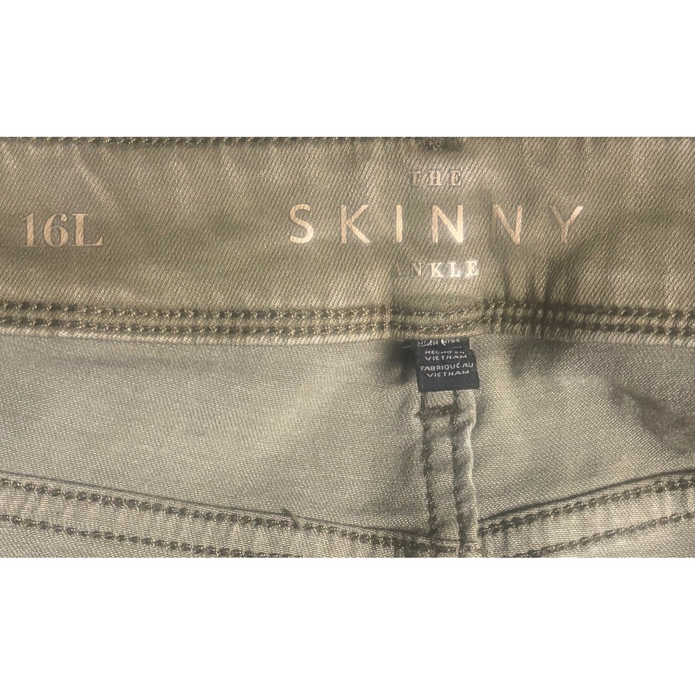 White House Black Market The Skinny Ankle Olive Green Moto Utility Pants 16L - Picture 6 of 7